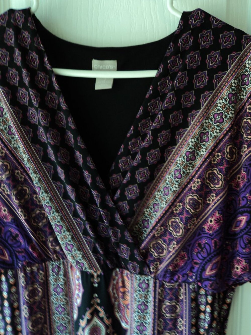 Women's Multi-Colored V-Neck Dress Paisley Patterned